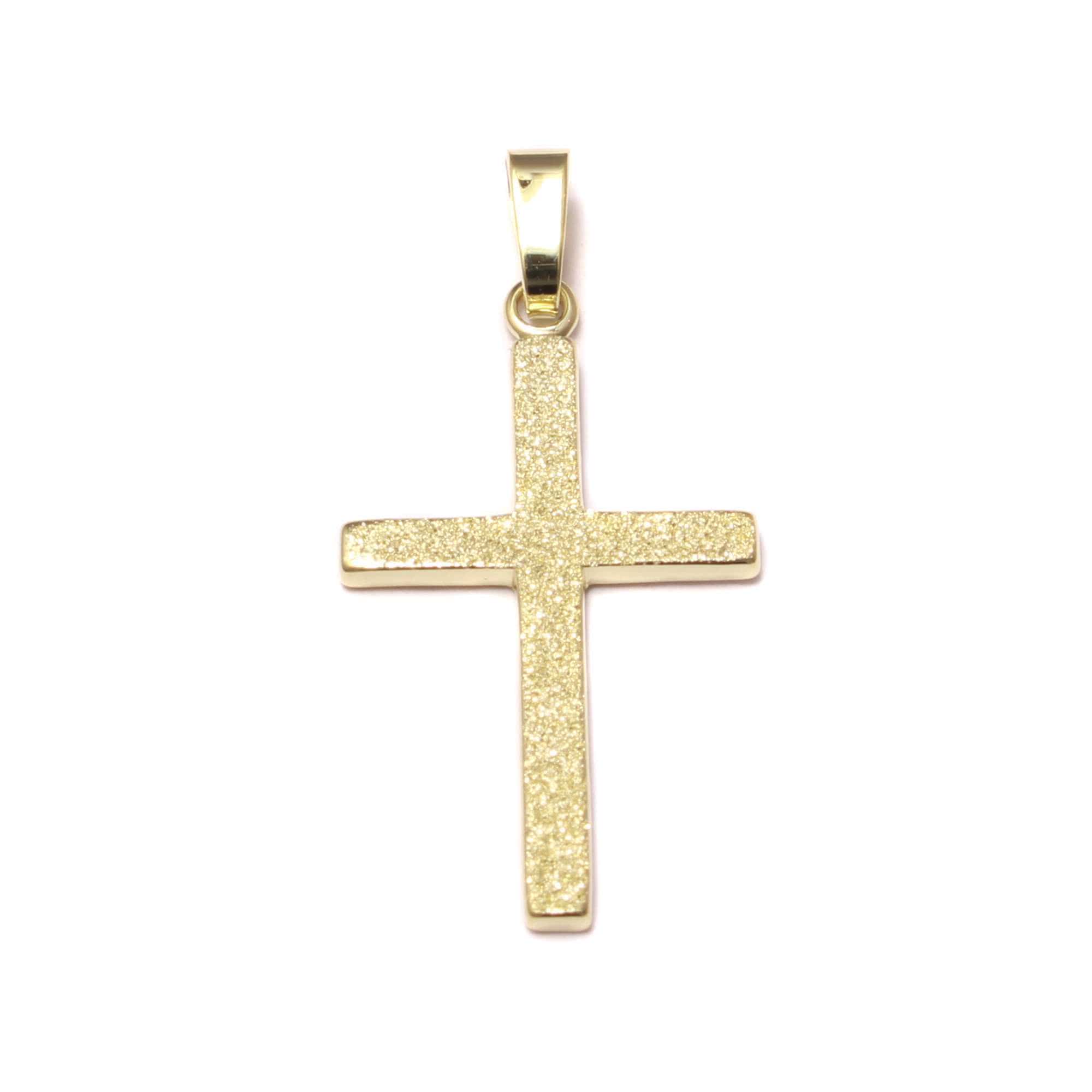 Gold Kreuz Anhänger aus 585 Gelbgold mit Diamantmuster - 3027 - Love Your  Diamonds