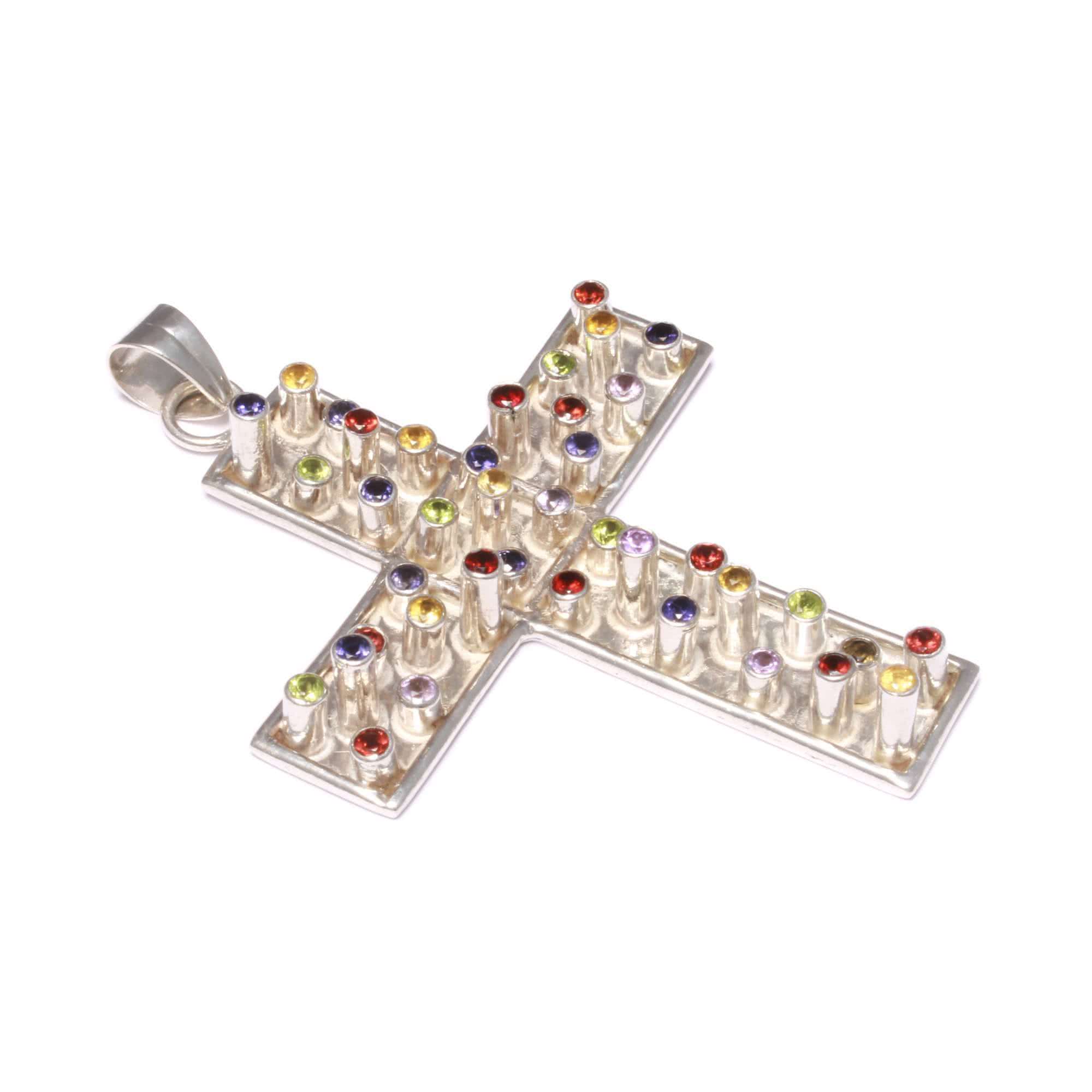 Imposanter Edelstein Kreuz Anhänger aus 925 Sterling Silber - 2541 - Love  Your Diamonds