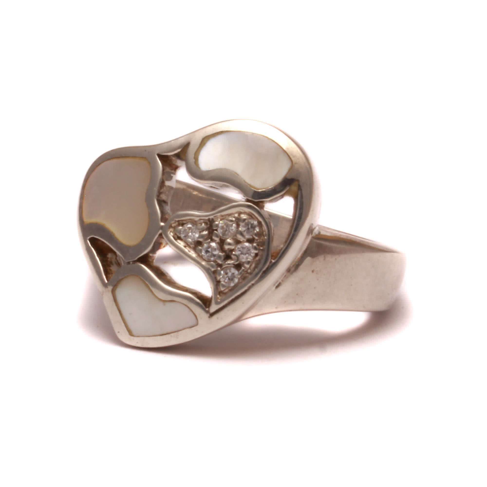 Diamonds - 1072 Ring - 925 aus Your Sterling Silber Herz Love Perlmutt