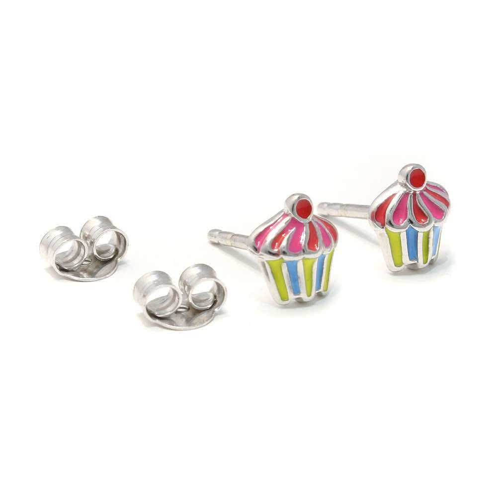 Cupcake earrings cute, 925 Sterling Silver, Muffin children earrings, Girls  jewelry colorful, children\'s jewelry real silver, ni - 1477 - Love Your  Diamonds