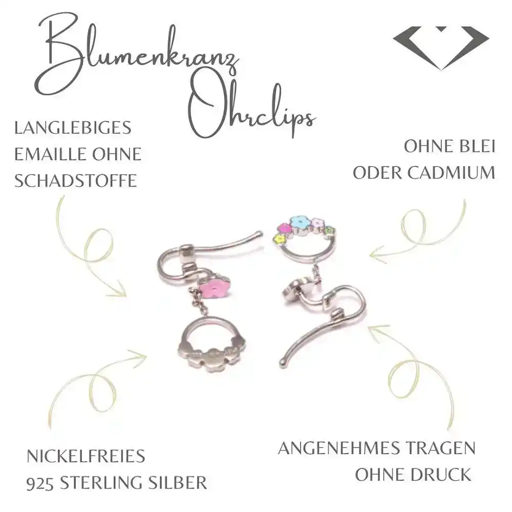 Die Blumenkranz Ohrclips sind schadstofffreie Schmuckstücke für eure Kinder