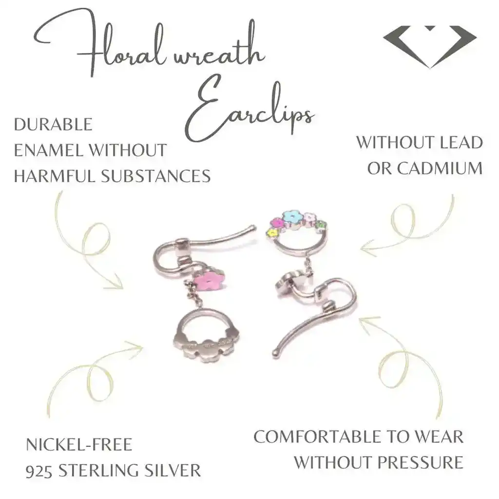 The flower wreath ear clips are non-toxic pieces of jewelry for your children