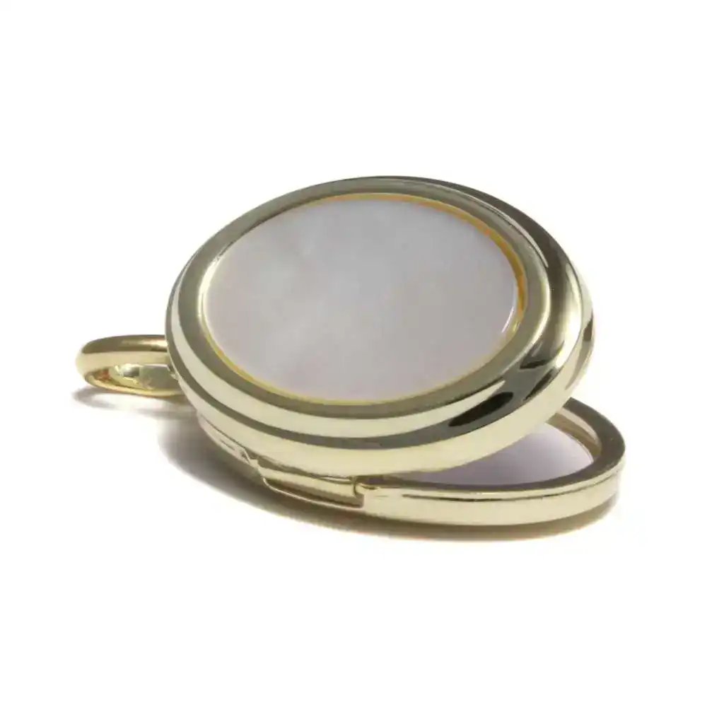 Ovales 585 echt Gold Medaillon mit Perlmutteinsatz