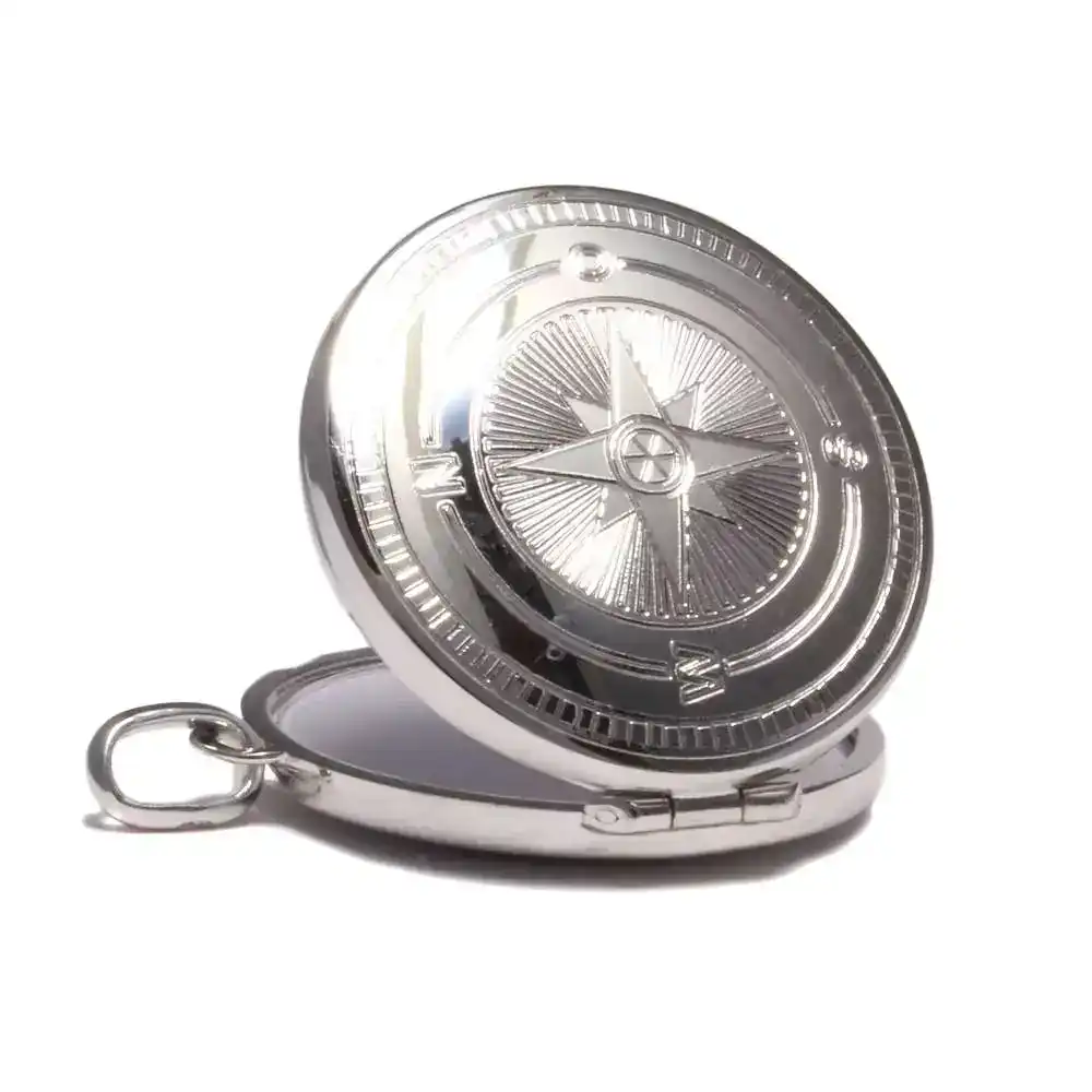 Kompass Medaillon rund aus 925 Sterling Silber