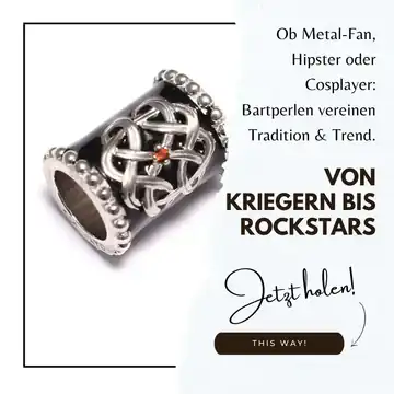 Keltische Bartperle mit Zierstein aus 925 Sterling Silber – Bartschmuck inspiriert von Kriegern, Rockstars und Cosplayern
