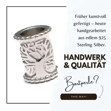 Bartperle aus hochwertigem 925 Sterling Silber mit Lebensbaum-Motiv – handgefertigter Bartschmuck für Männer mit Stil und Anspruch