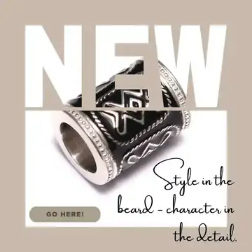 Enameled beard bead made of 925 sterling silver with filigree rune pattern - elegant men's jewelry for beards, braids or dreadlocks