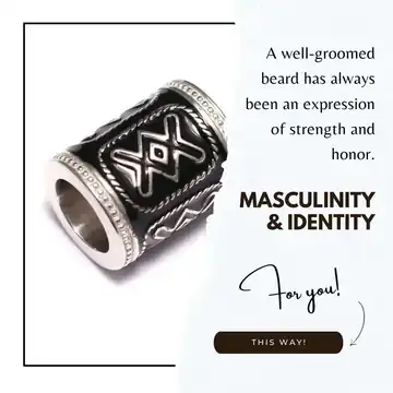 Beard bead made of 925 sterling silver with a Viking pattern as a symbol of masculinity and identity - beard jewelry for well-groomed beards