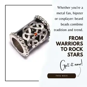 Celtic beard bead with ornamental stone made from 925 sterling silver - beard jewelry inspired by warriors, rock stars and cosplayers