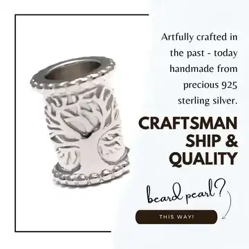 Beard bead made of high-quality 925 sterling silver with tree of life motif - handmade beard jewelry for men with style and sophistication
