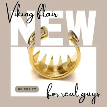 Open beard bead for men made of gold-plated 925 sterling silver with bass key pattern - high-quality beard jewelry for beard wearers