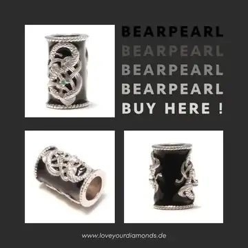 Asian beard bead with dragon motif - black enameled highlight for beard and hair. The artfully decorated beard bead features a detailed Chinese dragon with a genuine gemstone. Made from high-quality 925 sterling silver, it is perfect for beard wearers, dreadlocks or braided hairstyles. The wide opening makes it easy to insert - a stylish accessory with symbolic power from Asian mythology.