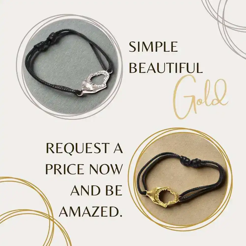Simple, beautiful, gold. Fabric bracelet with a silver shark eye, one in silver and one with gold plating - a combination of modern design and classic shine.