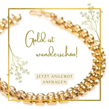 Vergoldetes Schmuckarmband mit floralen Verzierungen und goldener Schrift 'Gold ist wunderschön!' – Jetzt Angebot zur Vergoldung anfragen