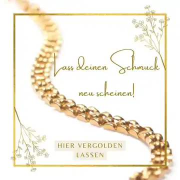 Goldenes Armband und Text 'Lass deinen Schmuck neu scheinen!' – Hier klicken, um ein kostenloses Angebot einzuholen