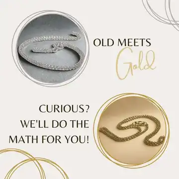 Old meets gold, before and after comparison of silver chain and gold-plated chain - clearly visible difference due to galvanic gold plating.