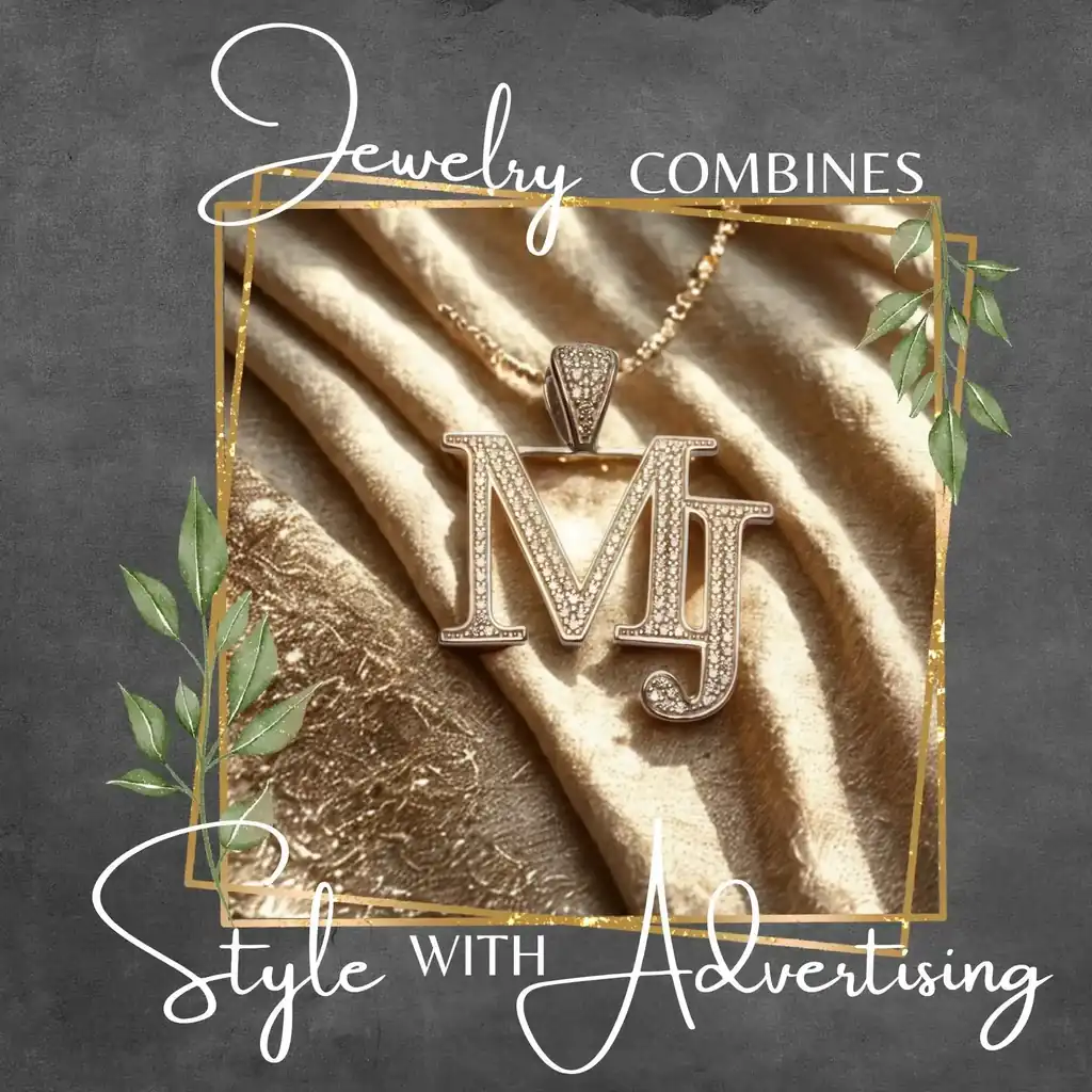 Jewelry combines style with an advertising message, elegant chain pendant made of 925 sterling silver with the company's initials
