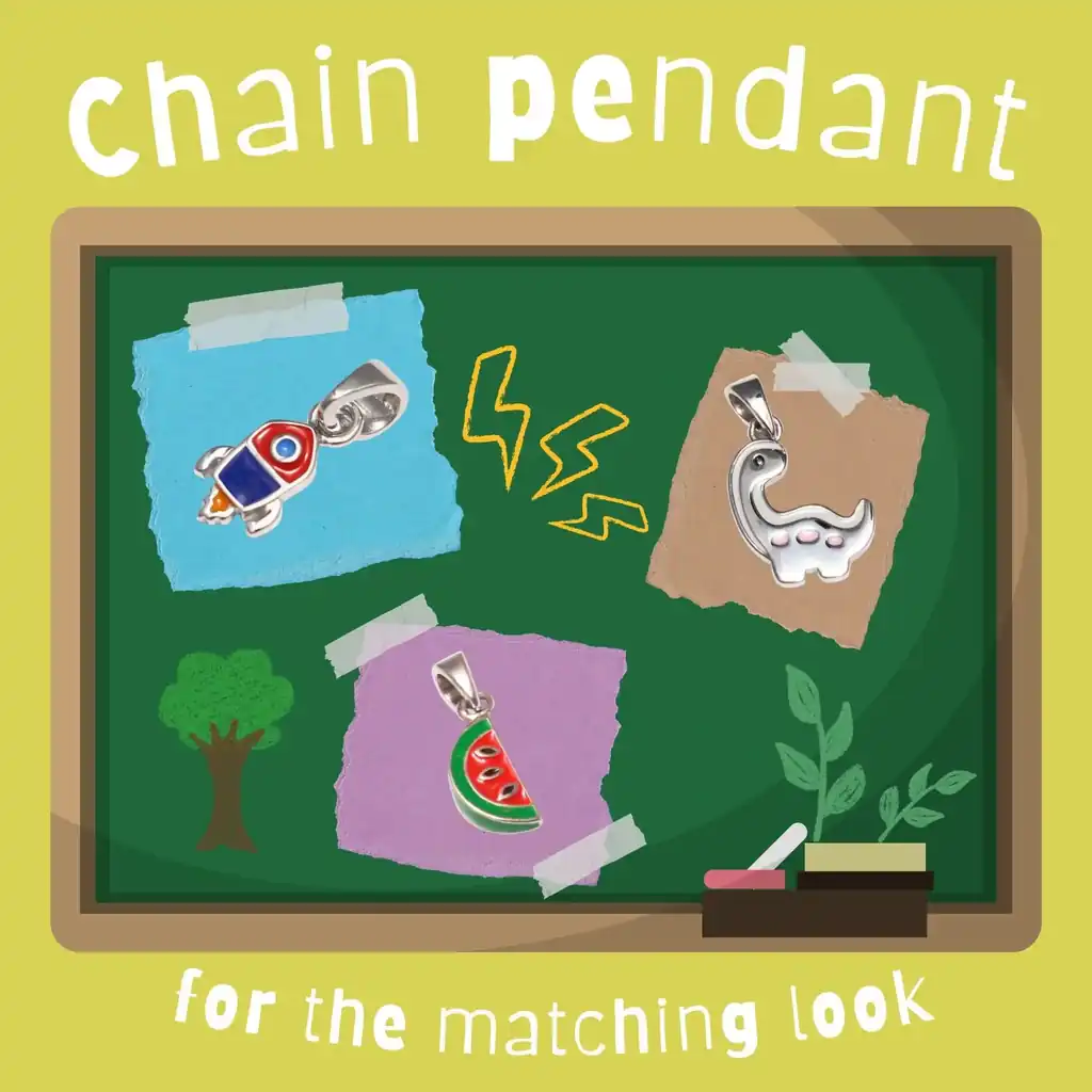 Chain pendant made of 925 sterling silver with children's motifs as a gift for school enrolment on a childishly designed school board - personalized gifts for children