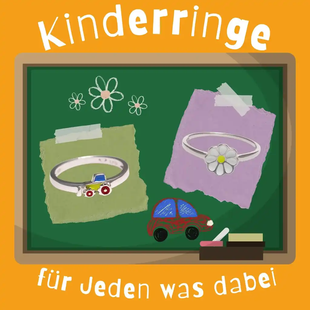 925 Sterling Silber Kinderringe mit Kinder Motiven als Geschenk zur Einschulung – ein persönliches Schmuckstück als Glückbringer zur Einschulung