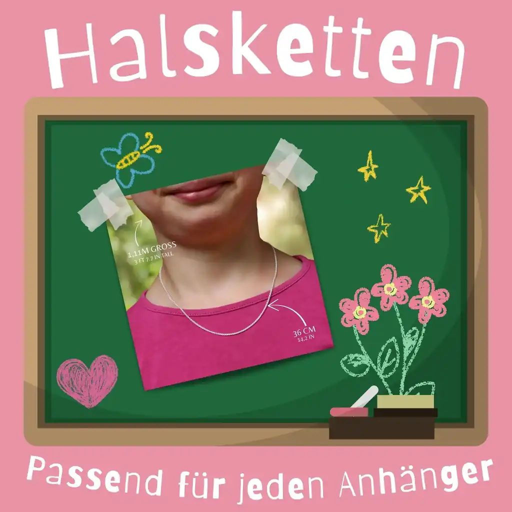 36 cm lange Kinderhalskette aus 925 Sterling Silber – ideale Kettenlänge für Einschulungsschmuck und Anhänger