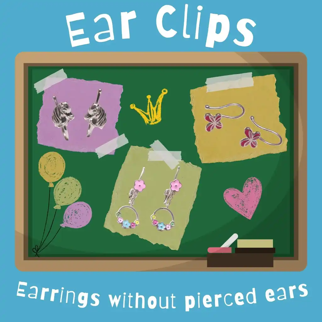 925 Sterling silver ear clips with cute children's motifs as a gift for school enrolment - the first piece of jewelry for school starters