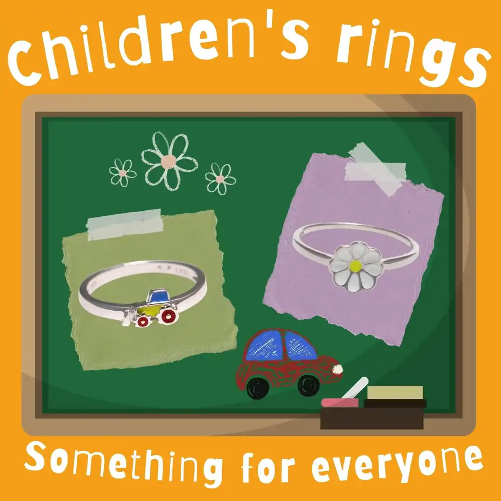 925 Sterling silver children's rings with children's motifs as a gift for school enrolment - a personal piece of jewelry to bring good luck for school enrolment