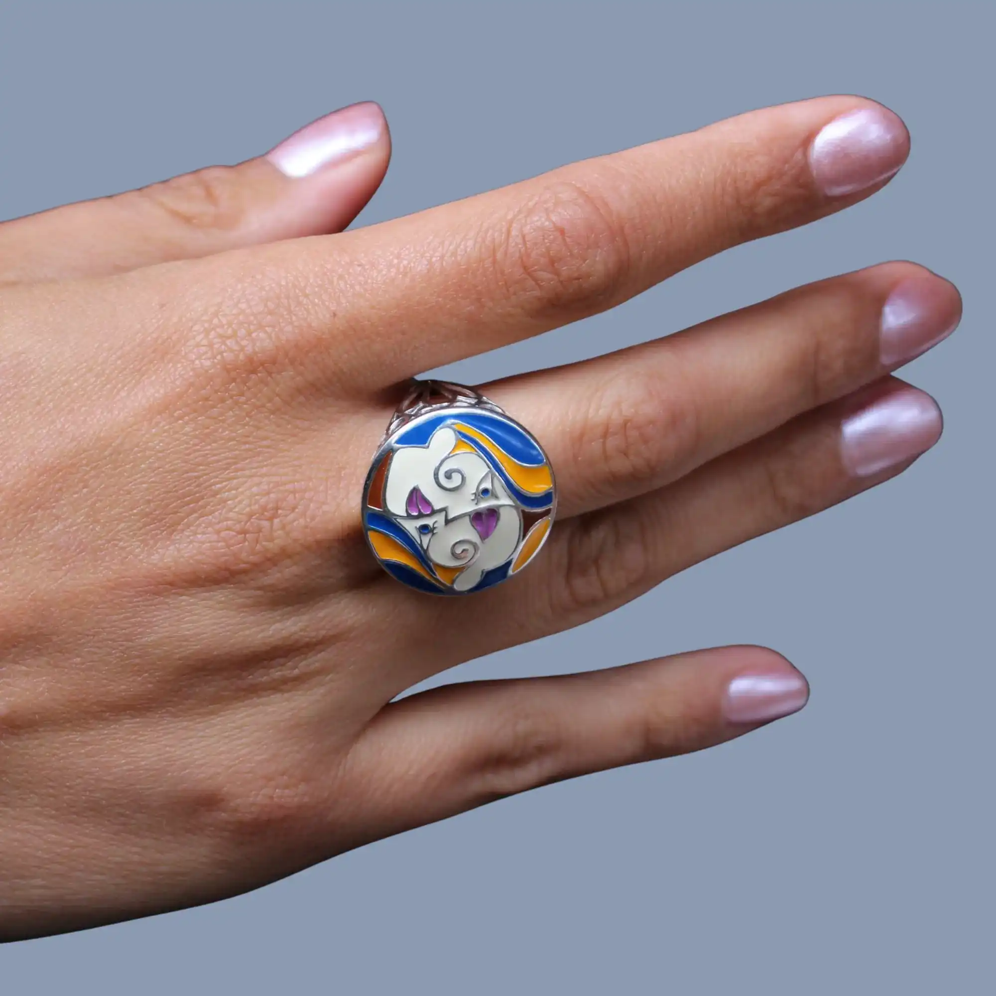  bunter Yin und Yang Ring 