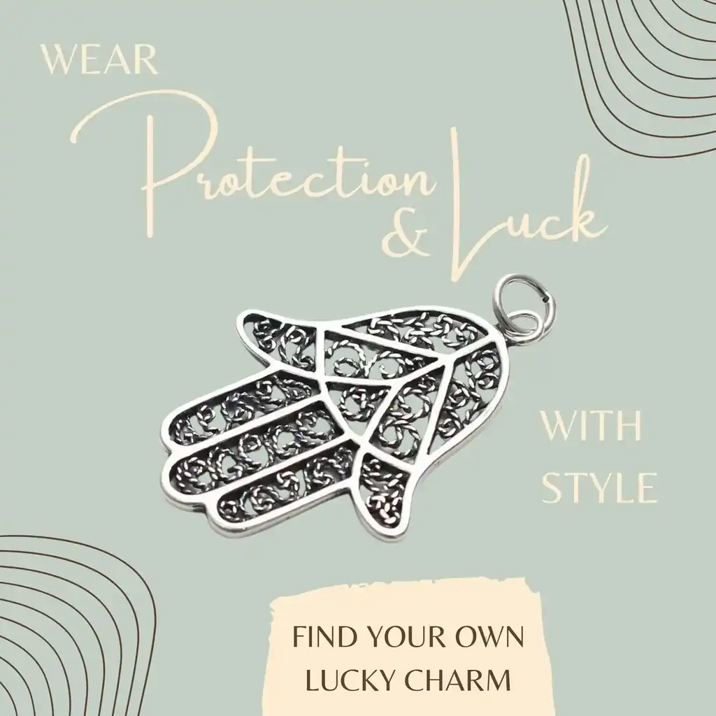 Find your perfect lucky charm - the Hand of Fatima pendant in 925 Sterling silver