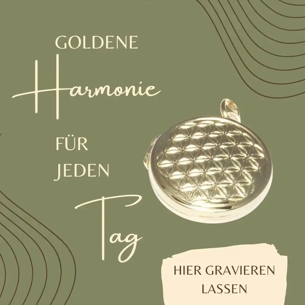 Graviere dein Blume des Lebens Medaillon aus 585 Gelbgold hier!