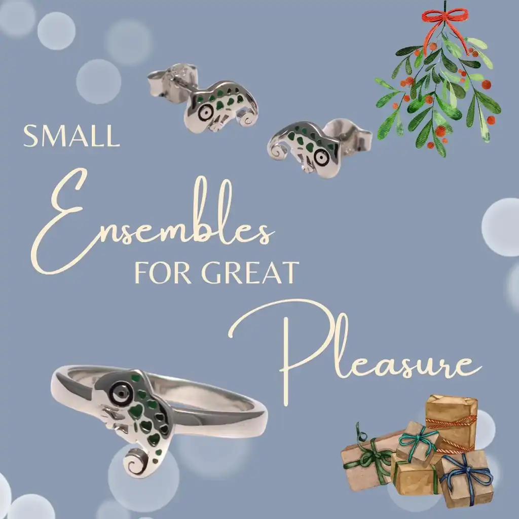 Silver ear studs chameleon - children's earrings made of 925 sterling silver, colorful enamel, children's jewelry for Christmas.