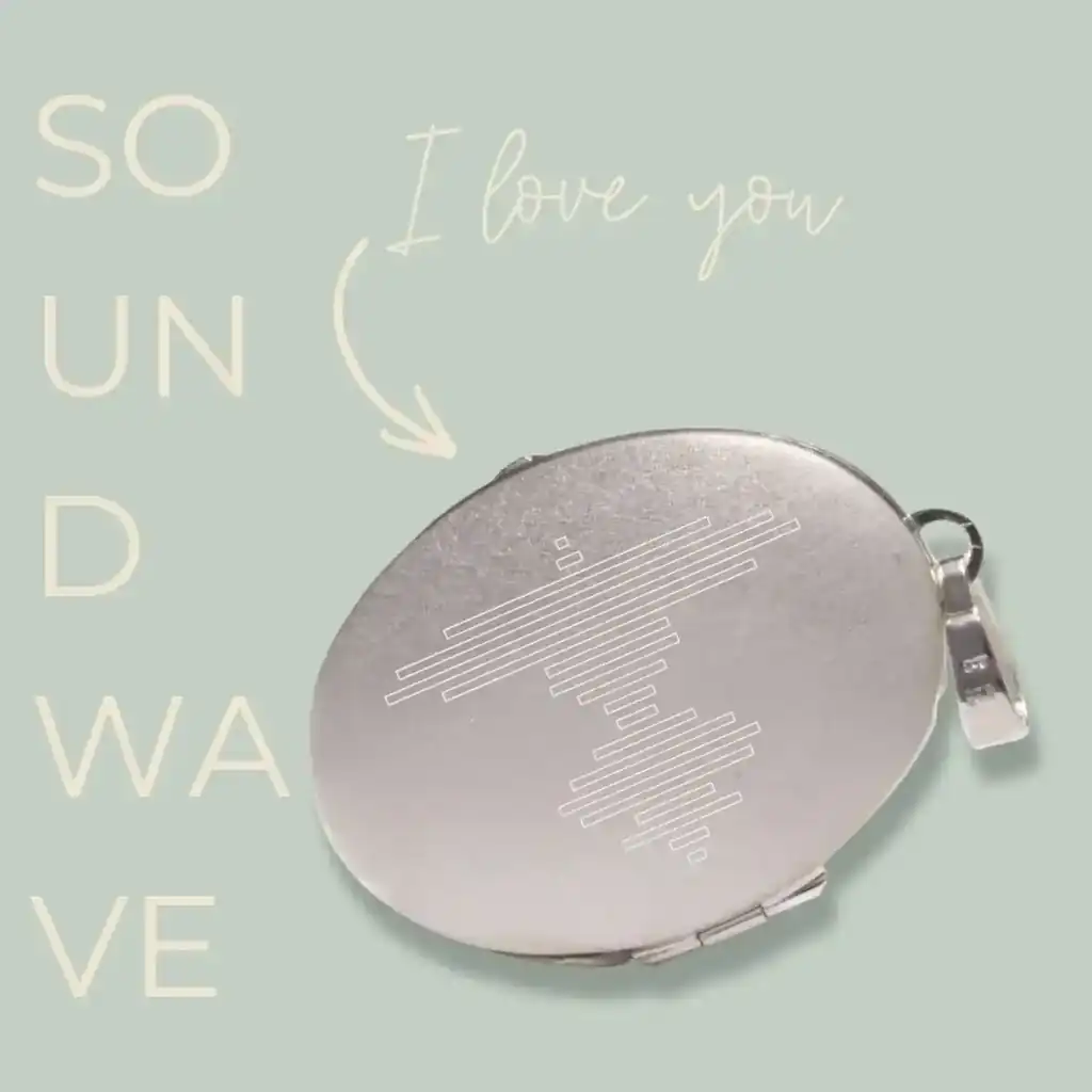 Engraving a medallion with a sound recording as a waveform to create personalized keepsake jewelry